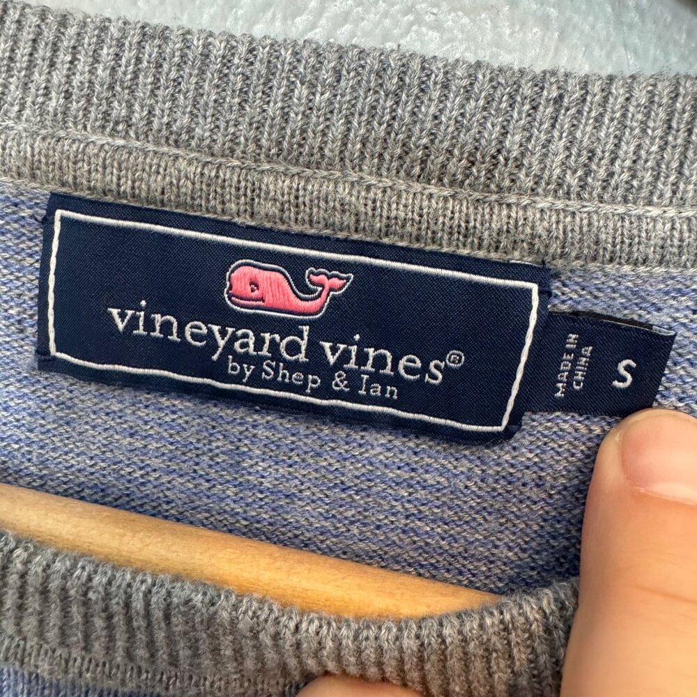 VINEYARD VINES feeder stripe double knit crew wool cotton blend sweater size S - Picture 2 of 6